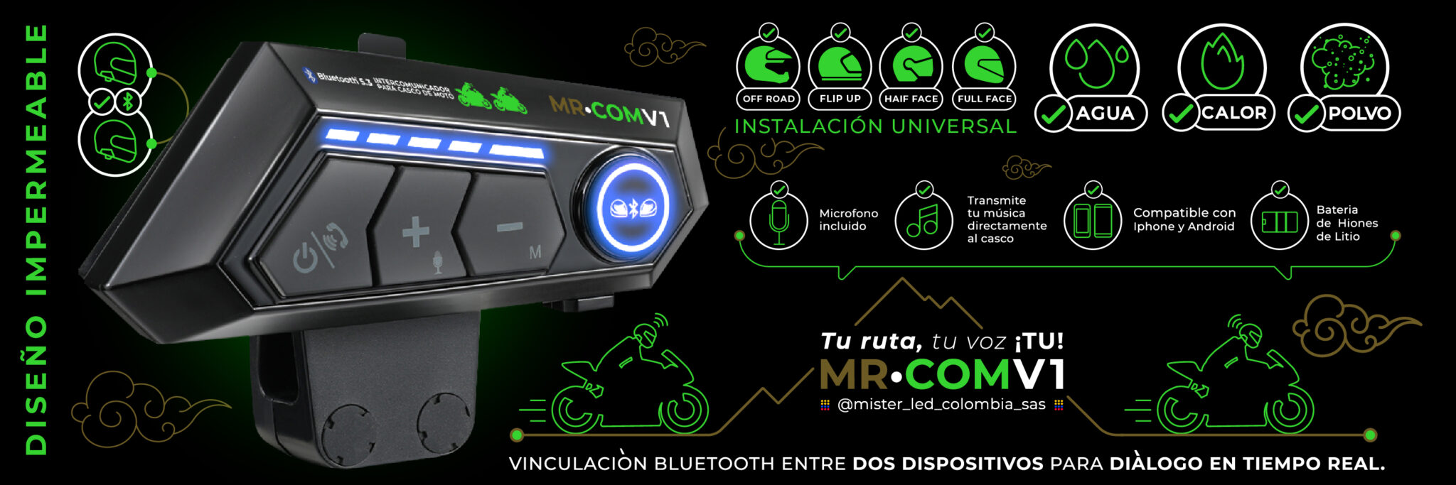1 Diseño impermeable intercomunicador mr led